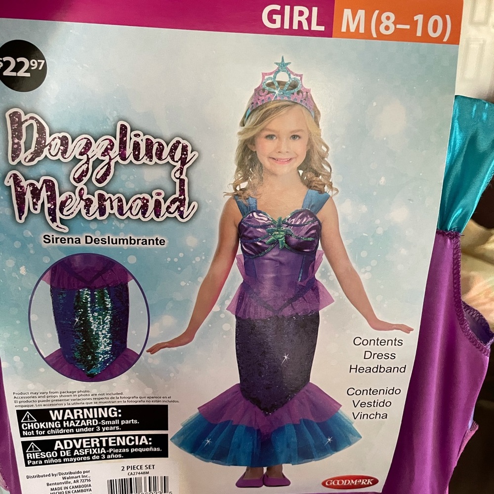 Little Girl Mermaid Costumes Size M (8-10).